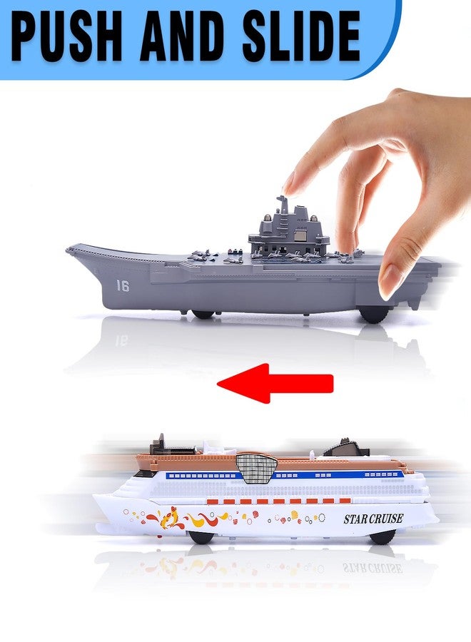 Crelloci 2PCS Aircraft Carrier Toy Cruise Ship with Lights and Sounds, Model Aircraft Carrier Navy Ship, Nautical Decorations Ocean Theme Party Supplies for Boys Gift Age 3-8 Collection - Image 3